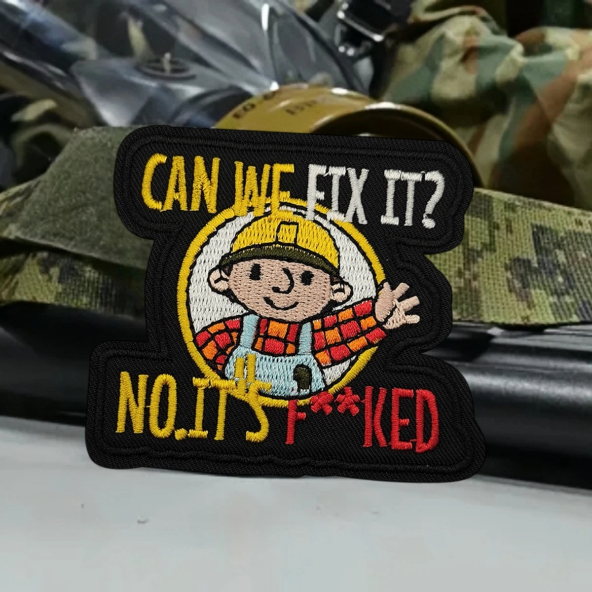 "¿Puede arreglo?" Parche táctico de moral de reparador, parches bordados con gancho y bucle, mochila, pegatina personalizada del ejército militar - imagen 2