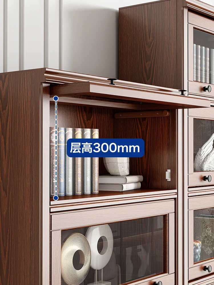 Estantería de almacenamiento con puerta de vidrio, vitrina para sala de estar, vitrina, vitrina, vitrina de almacenamiento, multicapa - imagen 3