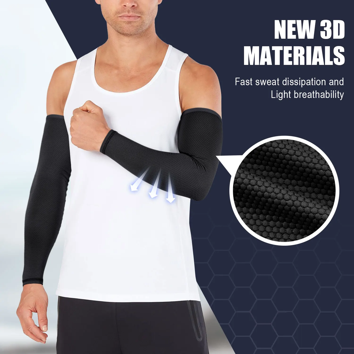 Mangas de brazo de refrigeración para deportes, calentadores de brazo elásticos para correr, protección solar UV, pesca al aire libre, ciclismo y baloncesto, 1 par - imagen 2