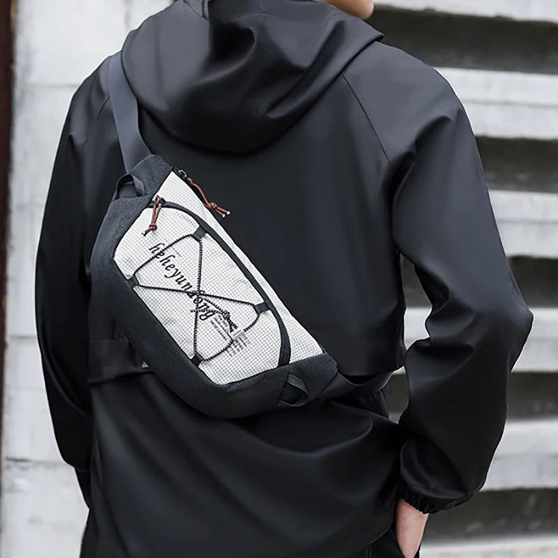 Bolsa de pecho para deportes al aire libre, viaje, escalada, desplazamientos, Camping, bolso de hombro tipo bandolera para hombres, bolsa de almacenamiento con cordón para ciclismo universitario - imagen 3