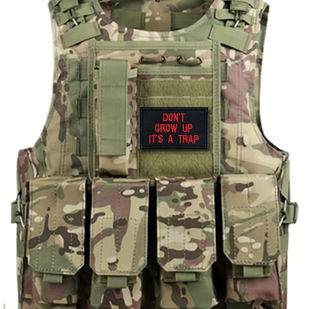 parches velcro mochila tácticos de bordados NO GROW UP Divertido Meme Parche bordado táctico Moral - Insignia de gancho y bucle de velcros para chaquetas, mochila militar Molle - imagen 4