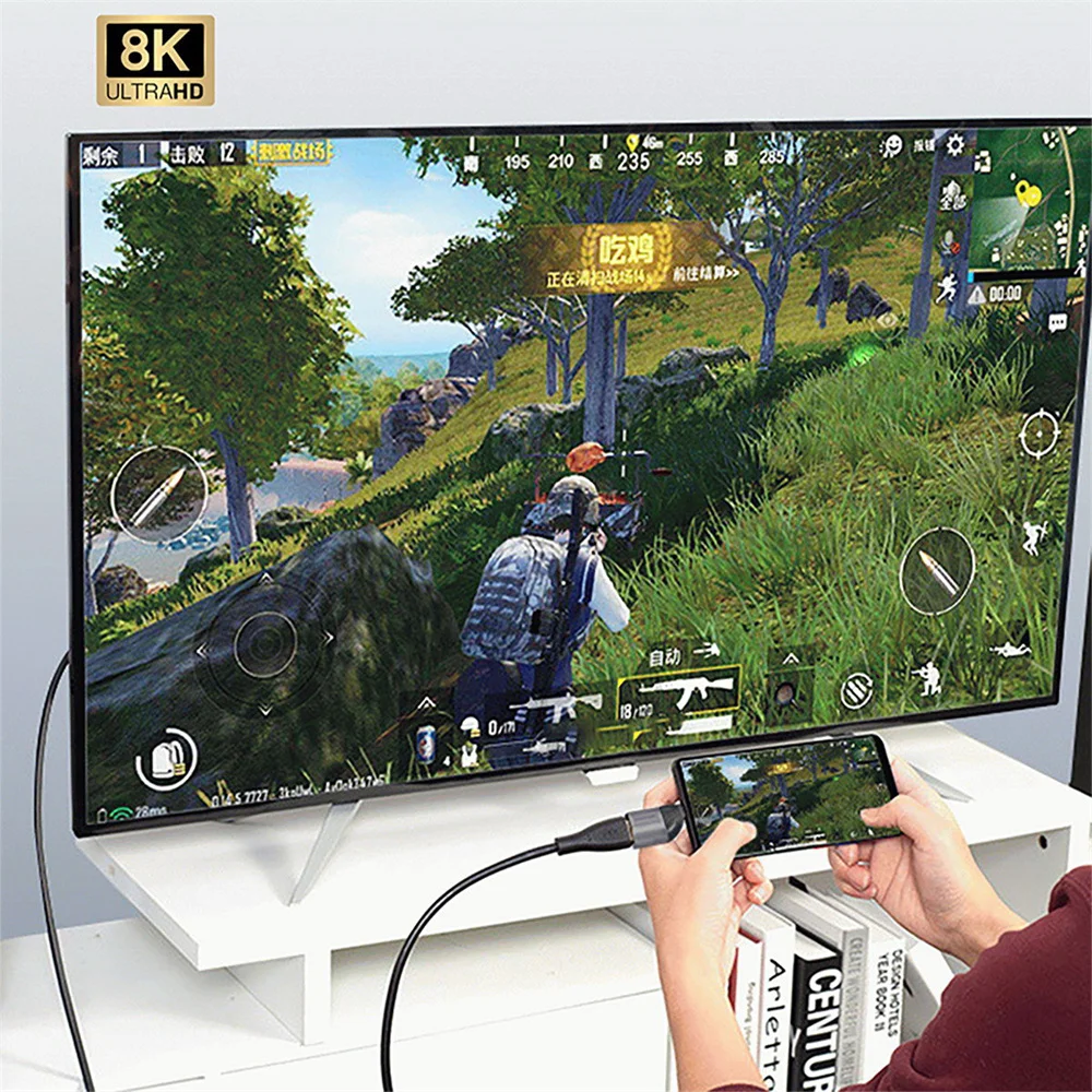 CY-fuente USB 4 USB-C tipo C a HDTV 2,0, 8K, 60HZ, pantalla UHD 4K, adaptador hembra a macho para Monitor de HDTV - imagen 5