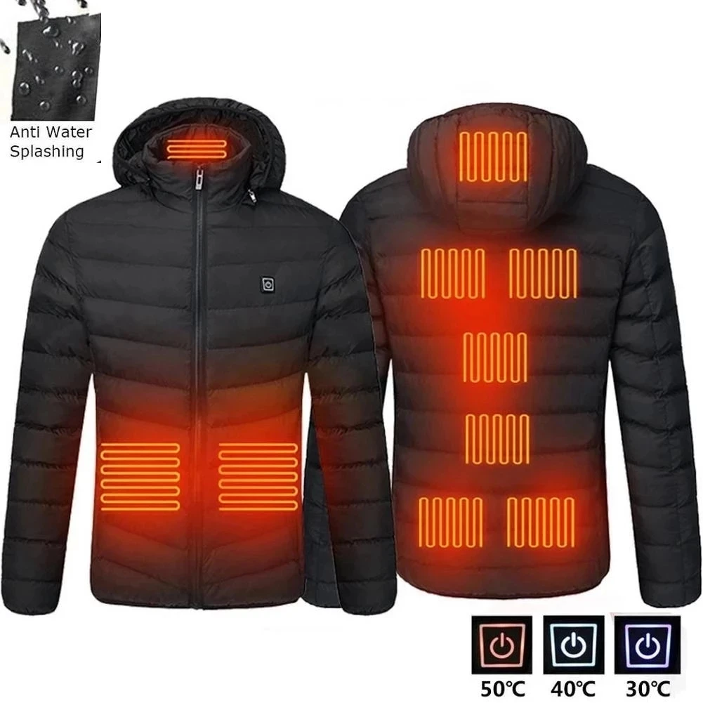 Chaquetas térmicas con calefacción para hombre, abrigo de manga larga con batería eléctrica USB, ropa térmica cálida para invierno, novedad de 2023 - imagen 5
