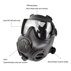 Máscara táctica cara completa con filtros ventilador Airsoft caza tiro