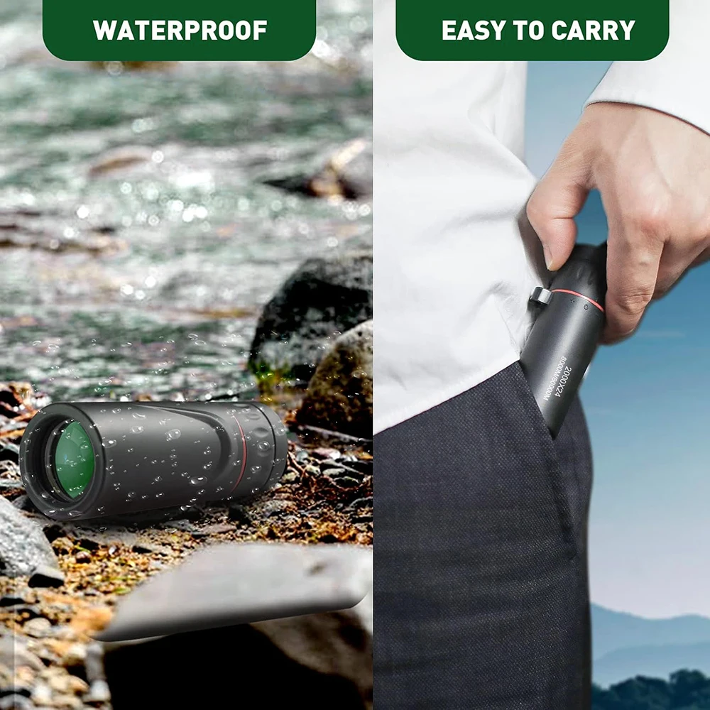 Mini telescopio Monocular 2000X24 para adultos con adaptador de teléfono Monoscopio Monocular de bolsillo ligero recubierto FMC para regalos de niños - imagen 4
