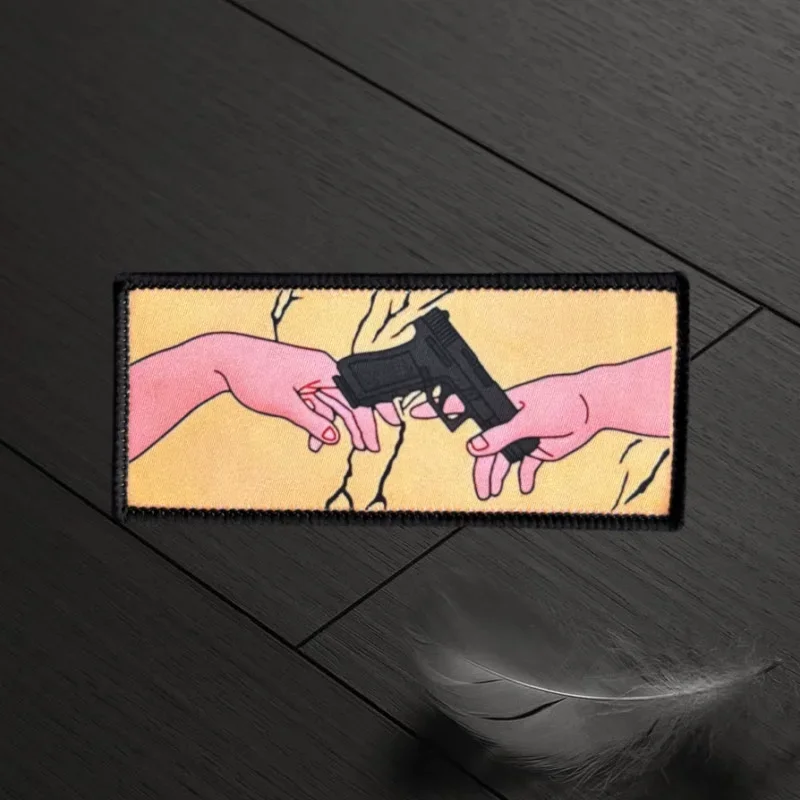 Genesis parche táctico pistola Dios y Adam moral insignia impreso gancho y bucle mochila militar ropa pegatina decorativa brazalete - imagen 5