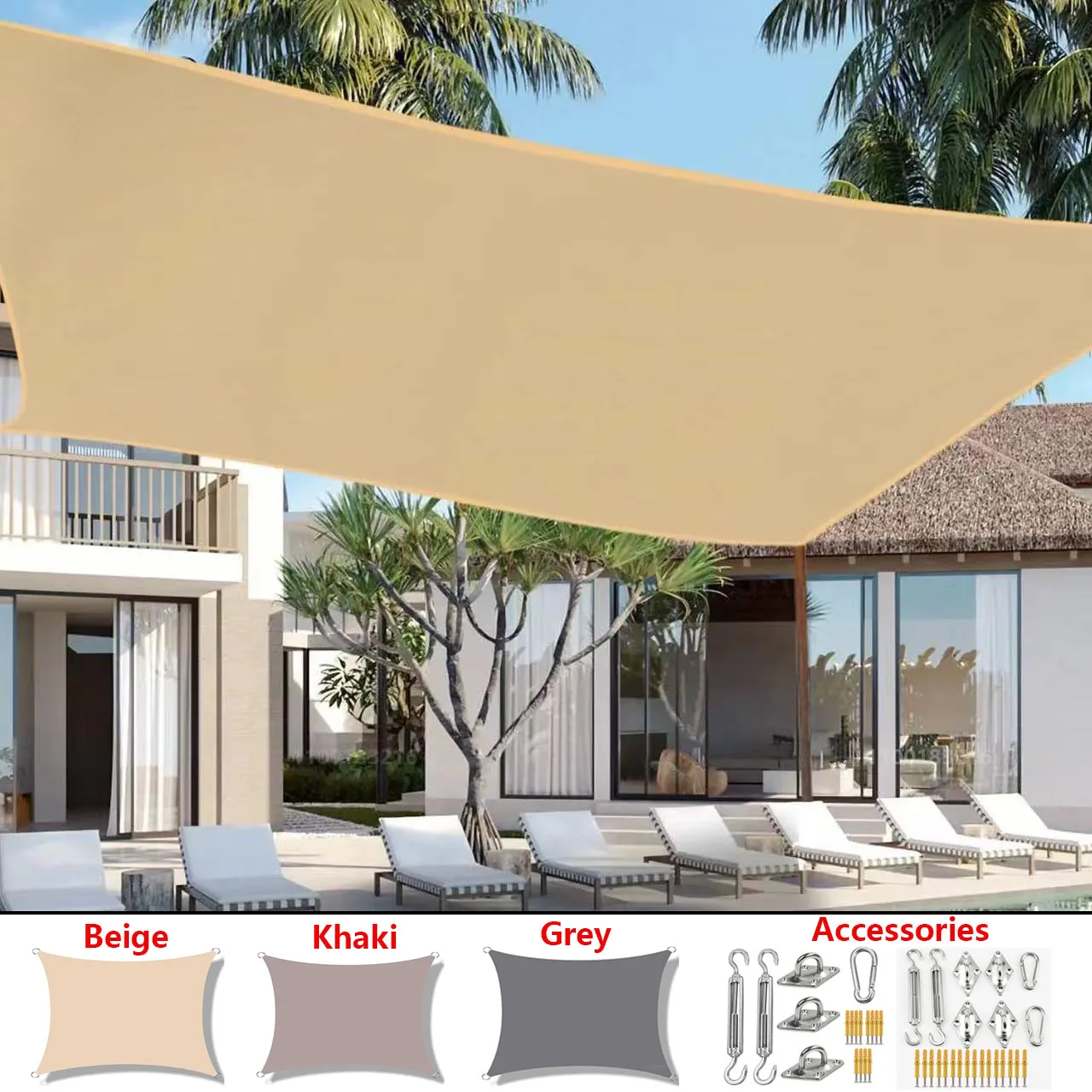 Toldo rectangular de poliéster 300D para jardín, toldo cuadrado impermeable para jardín, Patio, piscina, sombrilla para acampar - imagen 2