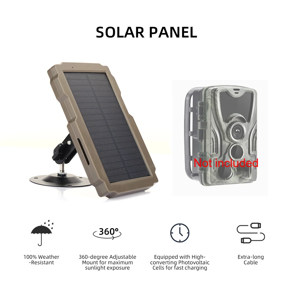 Kit de energía solar para cámaras de rastreo Panel solar de doble salida de 6 V/12 V y cargador de batería recargable para monitoreo extendido de la vida silvestre