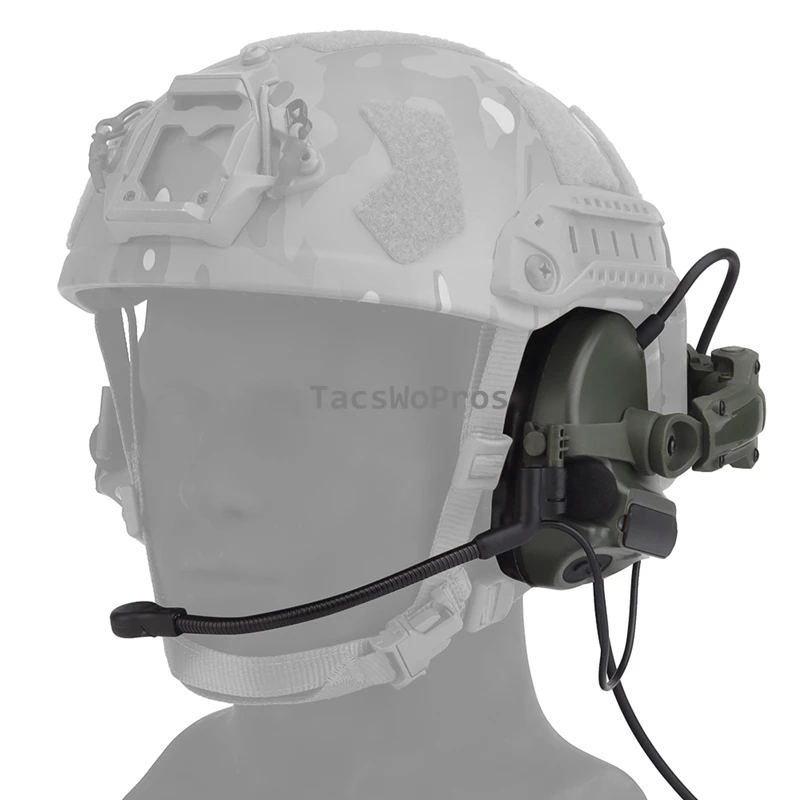 Orejeras de tiro con reducción de ruido para caza táctica al aire libre, auriculares de comunicación con captación de sonido, Protector auditivo montado en casco - imagen 3