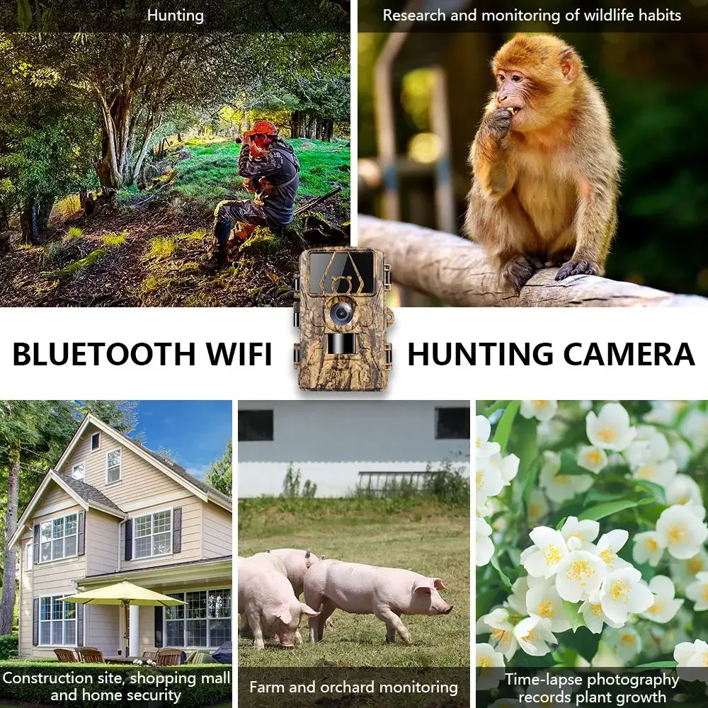 Cámara de rastreo impermeable WiFi 8K PR801W 60MP admite visualización de aplicaciones para caza de animales al aire libre visión nocturna y monitoreo de granja - imagen 4