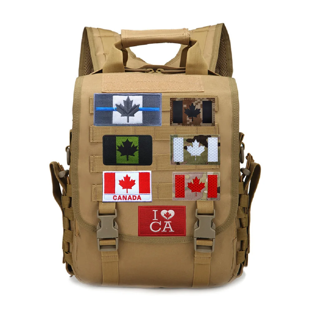 Parche de bandera reflectante de hoja de arce con bandera canadiense bordada en 3D, parches de bucle de gancho de mochila para ropa, gran oferta - imagen 3