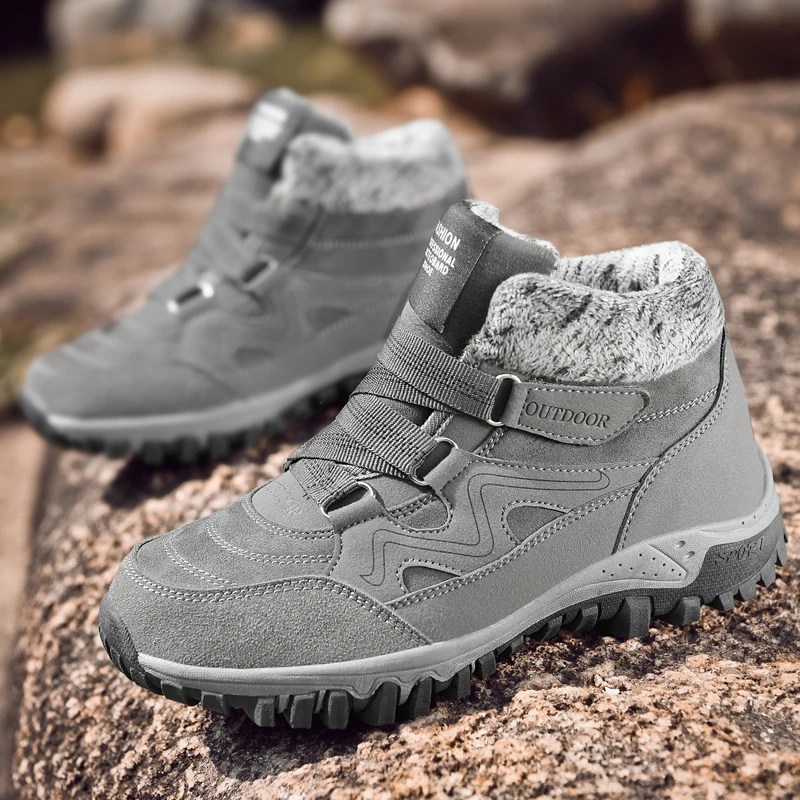 HIKEUP, zapatos de senderismo para mujer, zapatillas populares cálidas antifrío más algodón, deportes al aire libre, botas de invierno para mujer, zapatos de viaje para parejas - imagen 2