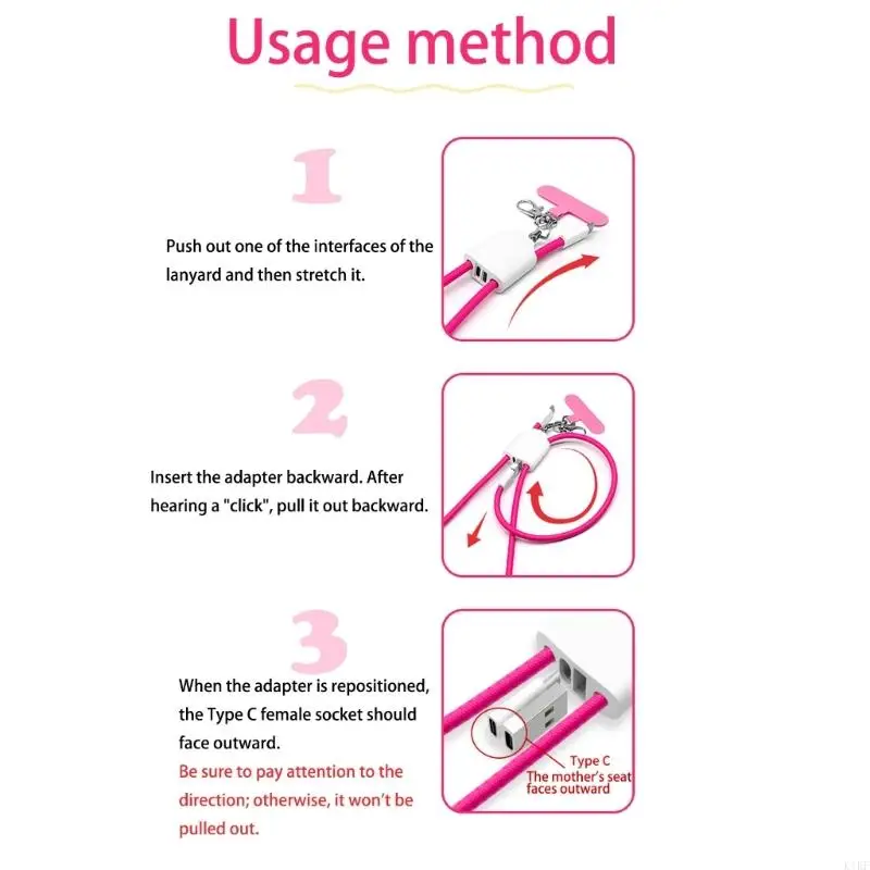 Cordete correa telefónica multifuncional con Wrist muñeca Crossbody carga rápida carga rápida 60W C. - imagen 2