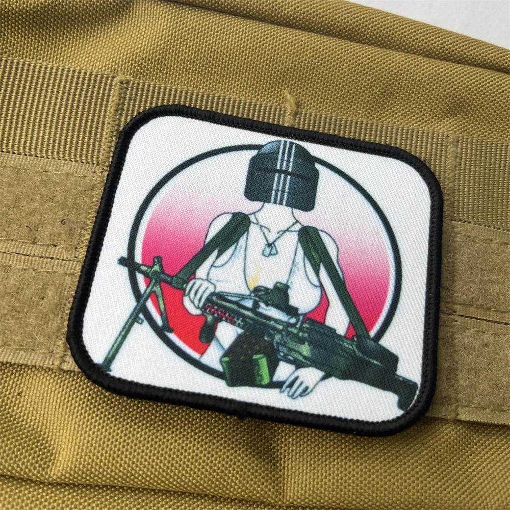 Insignia de moral táctica de guerrero femenino, parches con gancho impreso de Tachanka para ropa, brazalete militar, pegatina para mochila - imagen 4