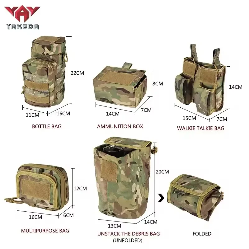 YAKEDA cinturón táctico resistente camuflaje multifuncional accesorio de seguridad de cintura de cinco piezas con riñonera táctica - imagen 5