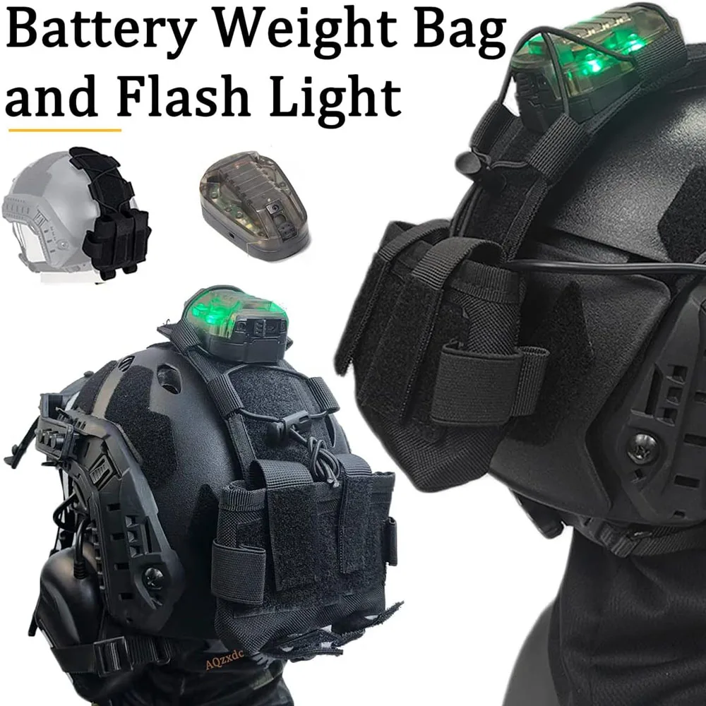 Conjunto de casco táctico, casco de Paintball para exteriores con señal, linterna, paquete de batería, auriculares Airsoft, gafas, modelo NVG para caza - imagen 5