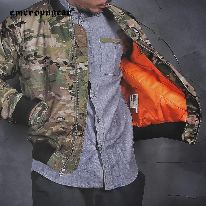 EmersongearS, chaqueta Thermolite estilo MA1 para hombre, abrigo táctico cálido de camuflaje SoftShell, trajes para exteriores, senderismo diario, ropa deportiva para ciclismo - imagen 3