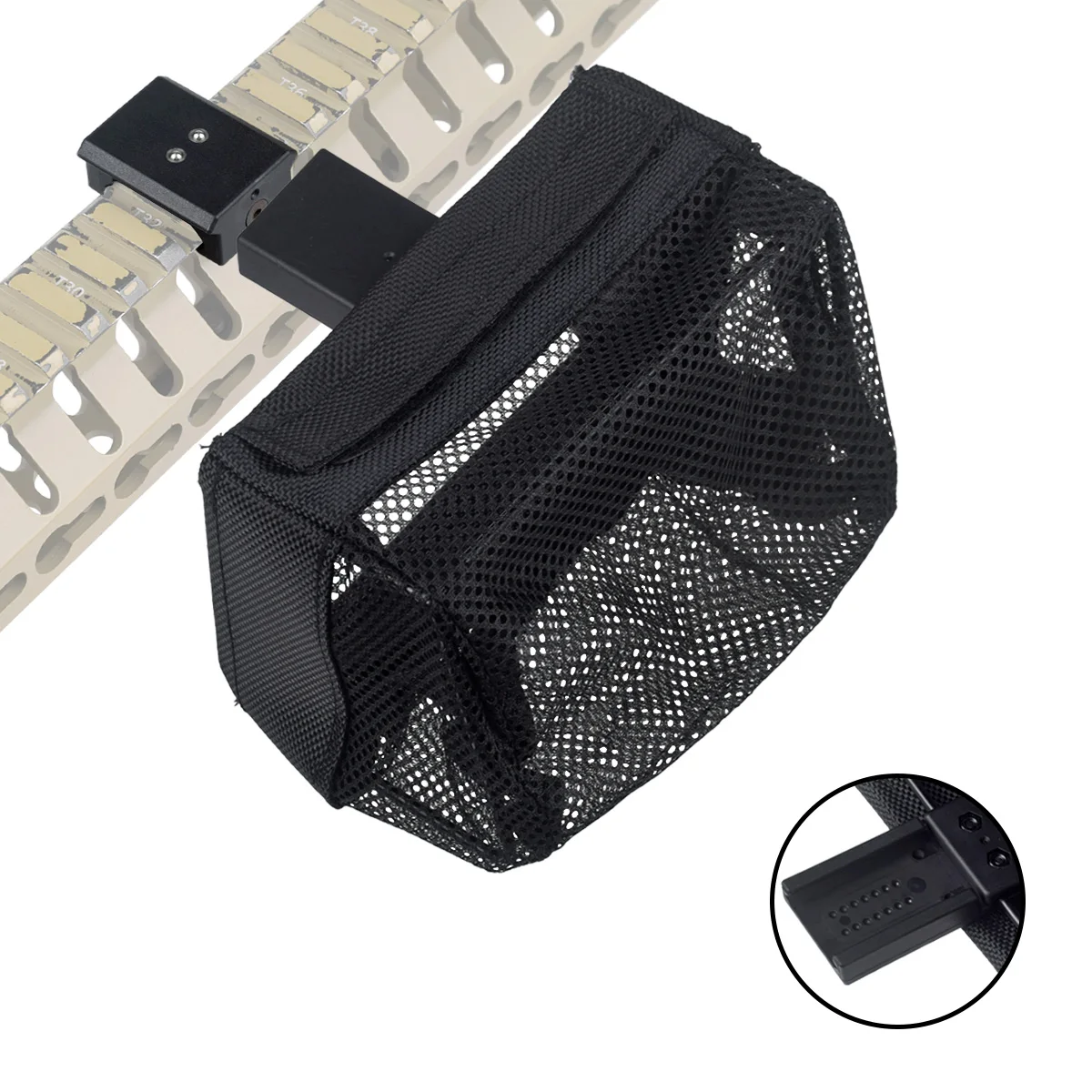 Colector de cartucho receptor de carcasa de latón táctico, compatible con riel de 20mm, bolsa trampa envolvente de malla de nailon, Rifle de caza, revista, bala, bolsa EDC - imagen 2