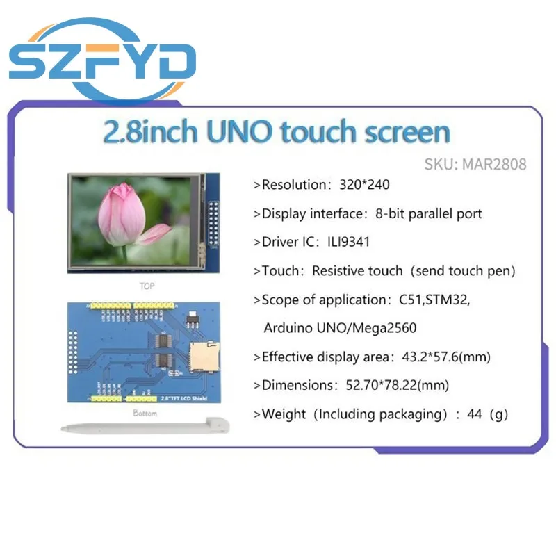 Módulo LCD Pantalla LCD TFT de 2,8 pulgadas para placa Arduino UNO R3 y soporte Mega 2560 con lápiz táctil Gif - imagen 3