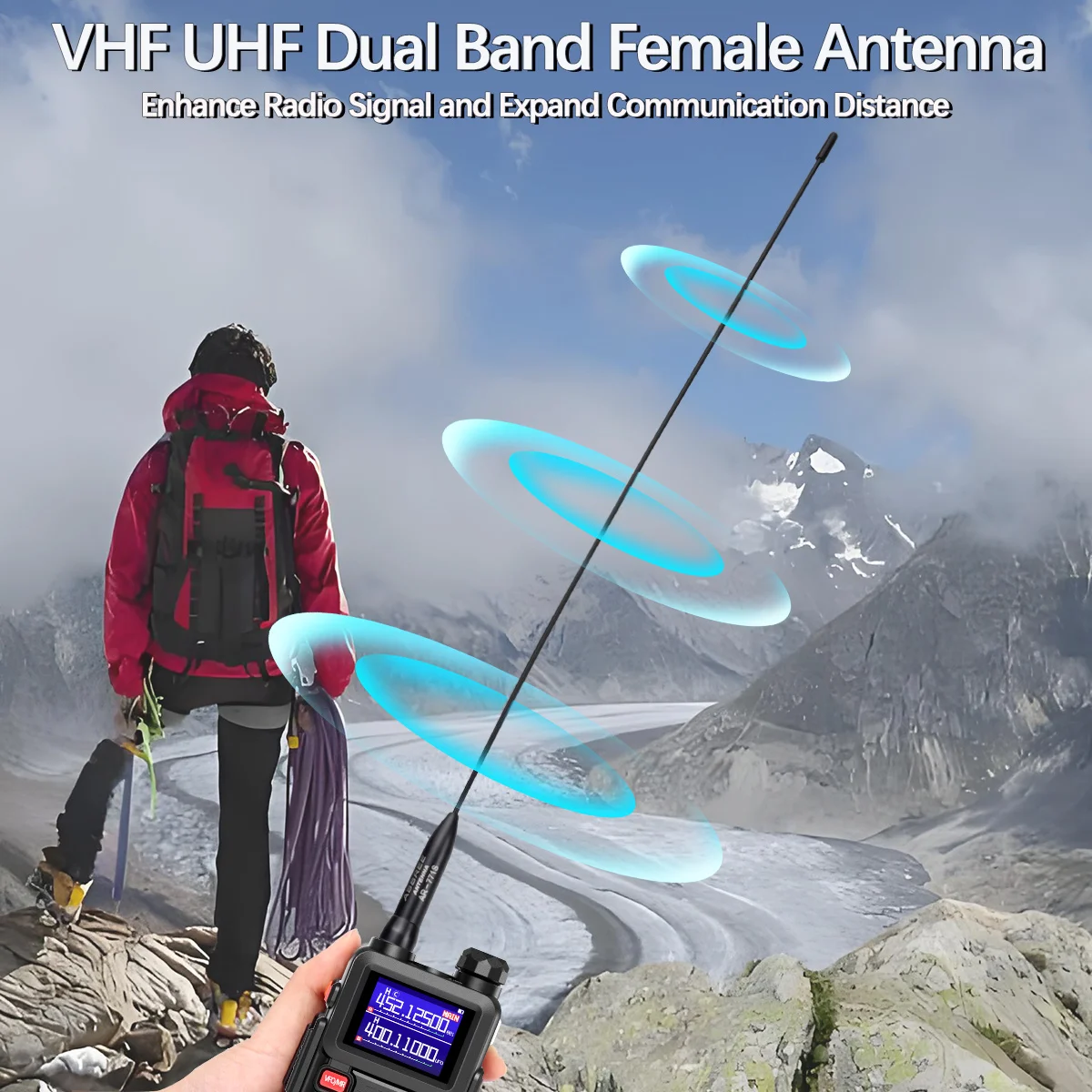 ABBREE AR-771S aviación + Material de titanio antena de doble banda SMA-hembra UHF VHF para Baofeng UV-5R UV-32 UV-21 PRO Quansheng UV-K6 - imagen 2