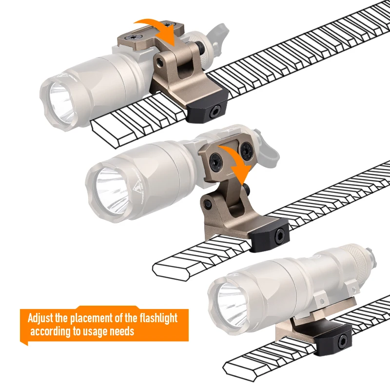 WADSN-Base de montaje para linterna táctica plegable lateral M300 M600, M300A M600C SF Surefir, luz de explorador, LED blanco, pieza de caza Airsoft - imagen 2