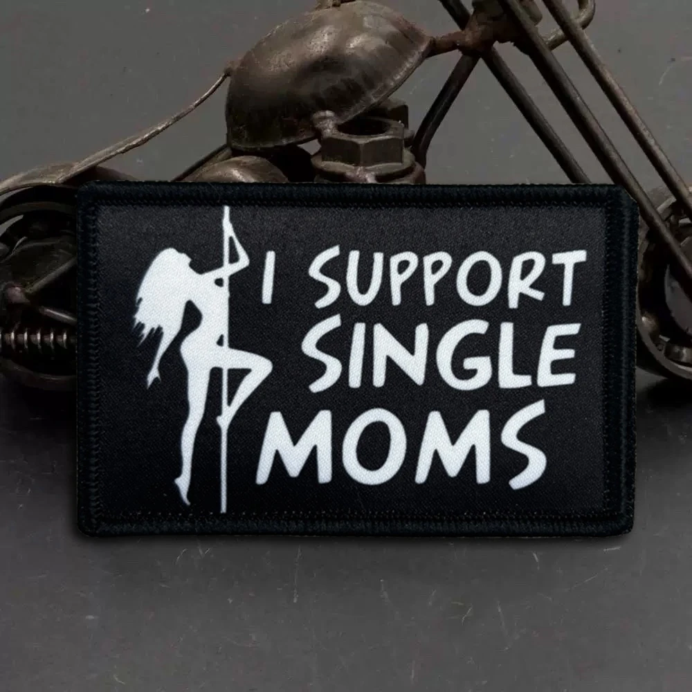 Parches tácticos de apoyo para mamás solteras, parche de bandera Meme con gancho y bucle, insignia de moral del ejército militar, pegatinas para mochila - imagen 2