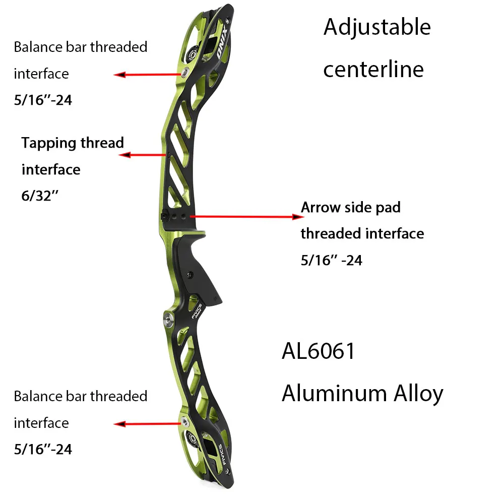 Elevador de arco recurvo de 25 pulgadas, mecanizado CNC de aluminio 6061, agarre TSG, mango de arco de mano derecha para tiro, accesorios de caza - imagen 2