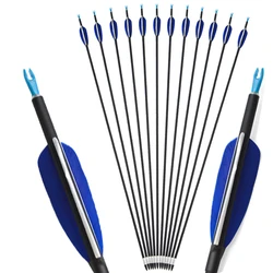 Flecha de carbono mezclada para tiro con arco, eje Spine700 de 32 pulgadas, punta de flecha de 80 granos para arco recurvo compuesto, práctica de tiro de caza, 6/12 Uds.