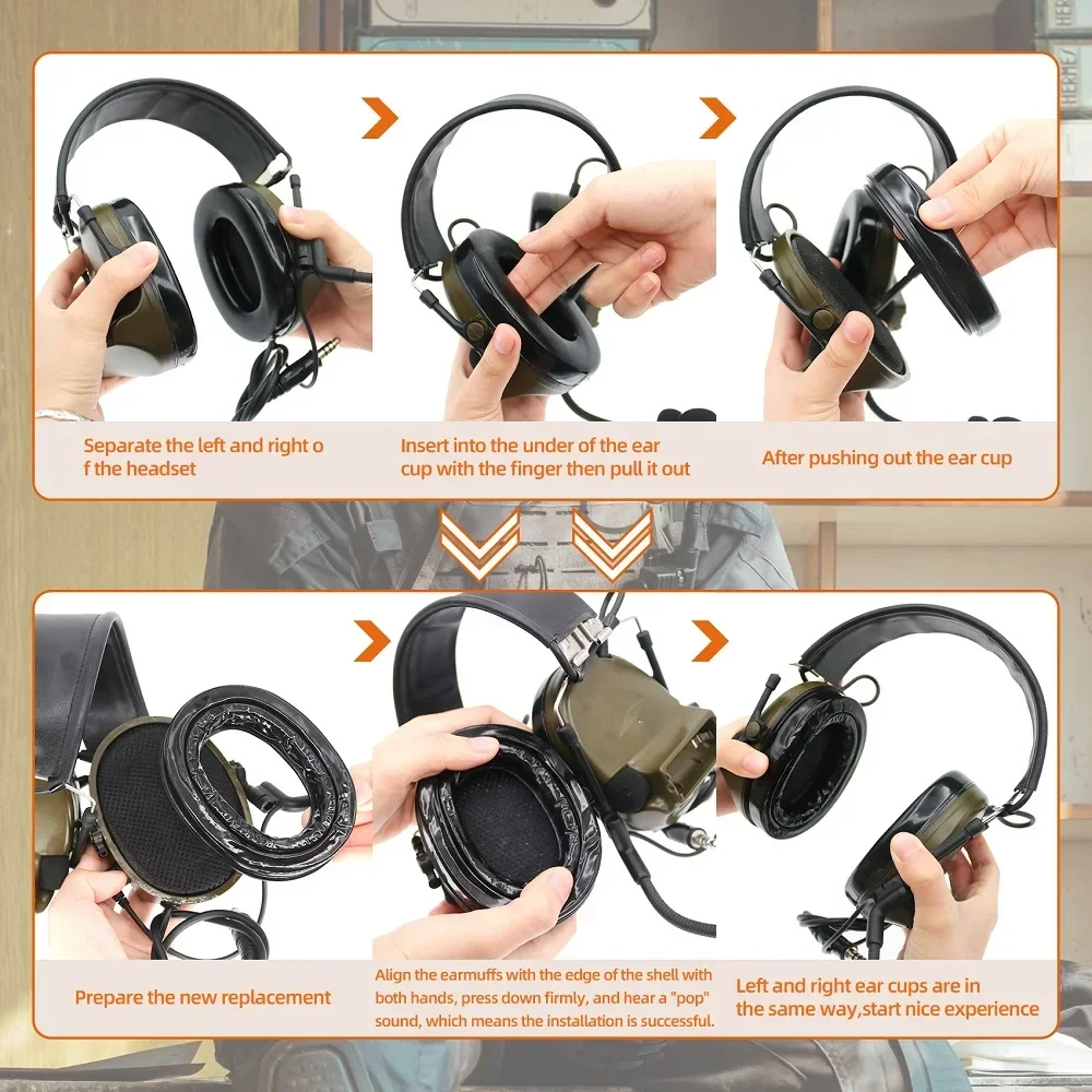 Protección auditiva, auriculares tácticos, accesorios, almohadillas de Gel para auriculares de tiro Pelto COMTA, auriculares militares Airsoft para caza - imagen 5