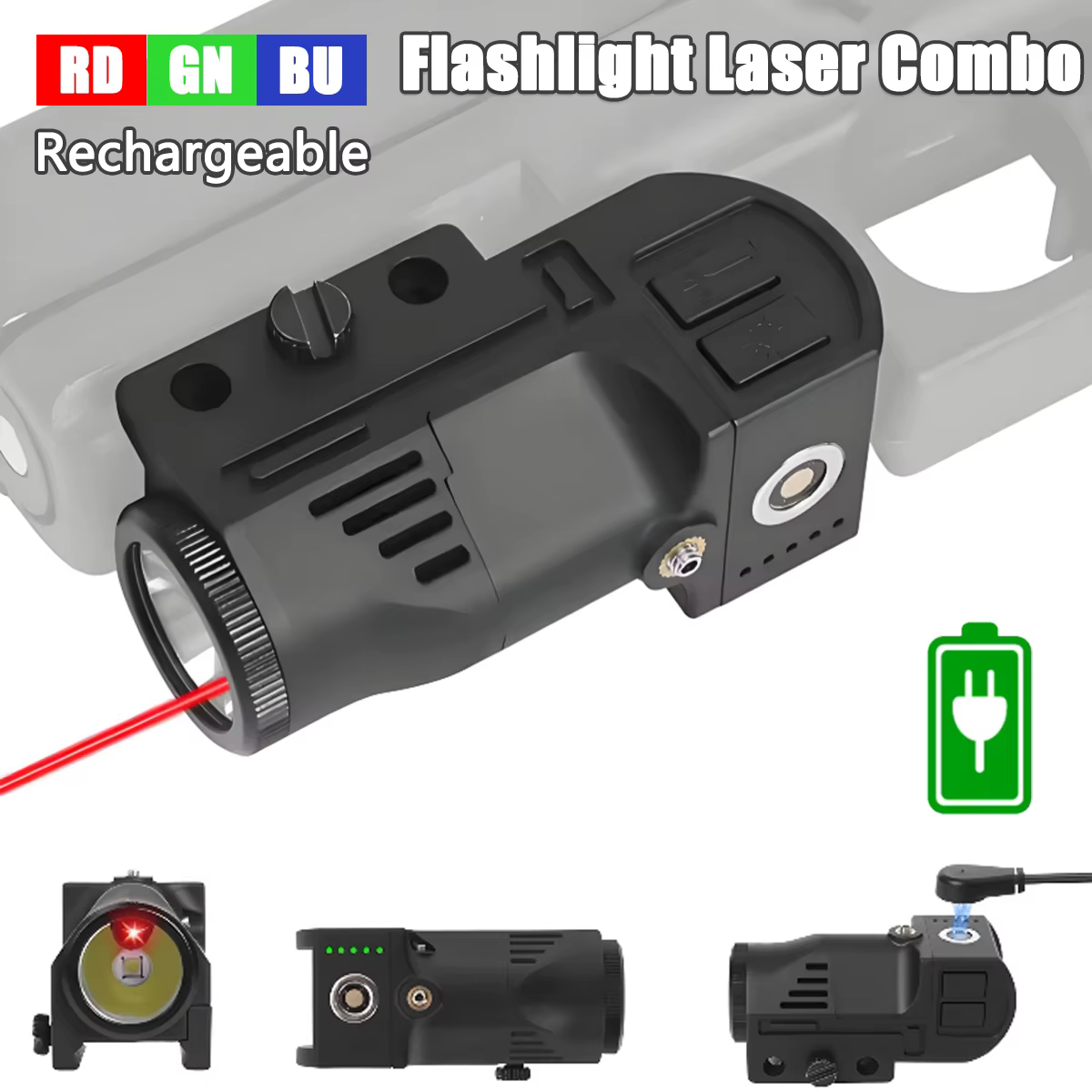 Linterna LED táctica con láser LAMBUL vista frontal