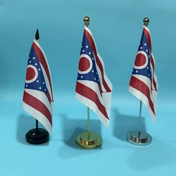 Bandera de Escritorio SKY FLAG, Bandera Pequeña de Ohio, 14x21cm, Bandera de Poliéster para Mesa, Adorno de Escritorio con la Bandera del Estado de Ohio, EE. UU.