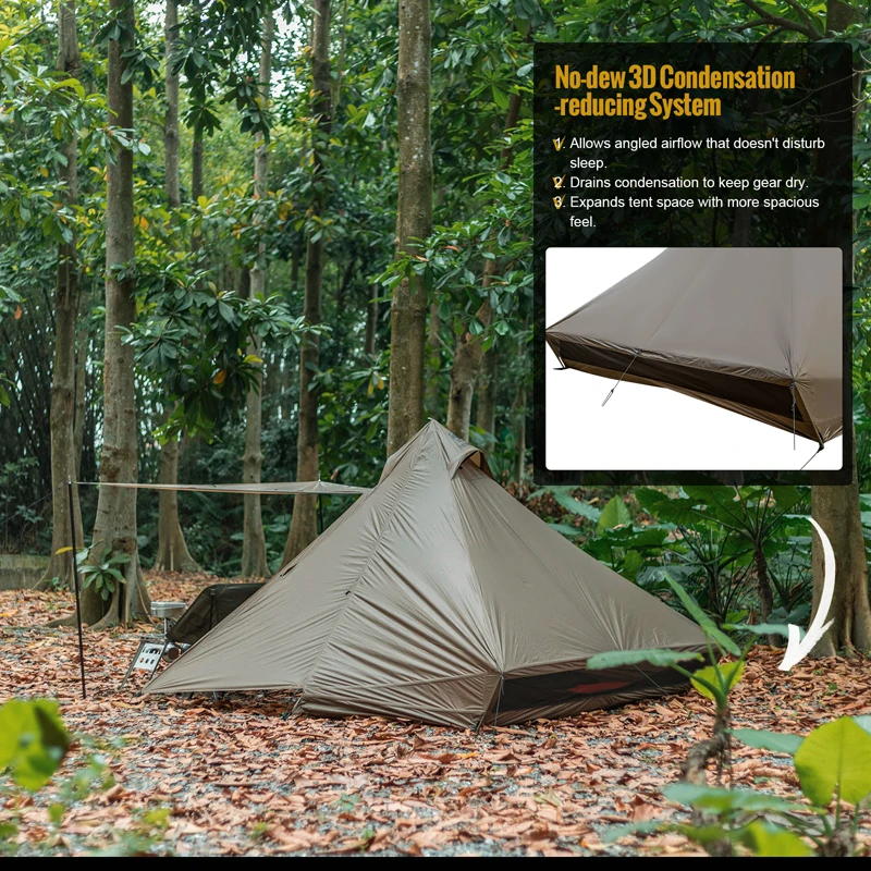 OneTigris TETRA-tienda de campaña para 1-2 personas, carpa Tipi impermeable de 3000mm, ligera, con malla interior disponible - imagen 3
