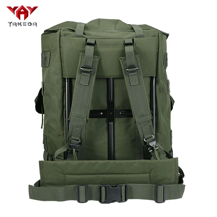 Mochila verde oliva con marco de hierro vendedora caliente para montañismo, mochila de suministros de camping de gran capacidad - imagen 3