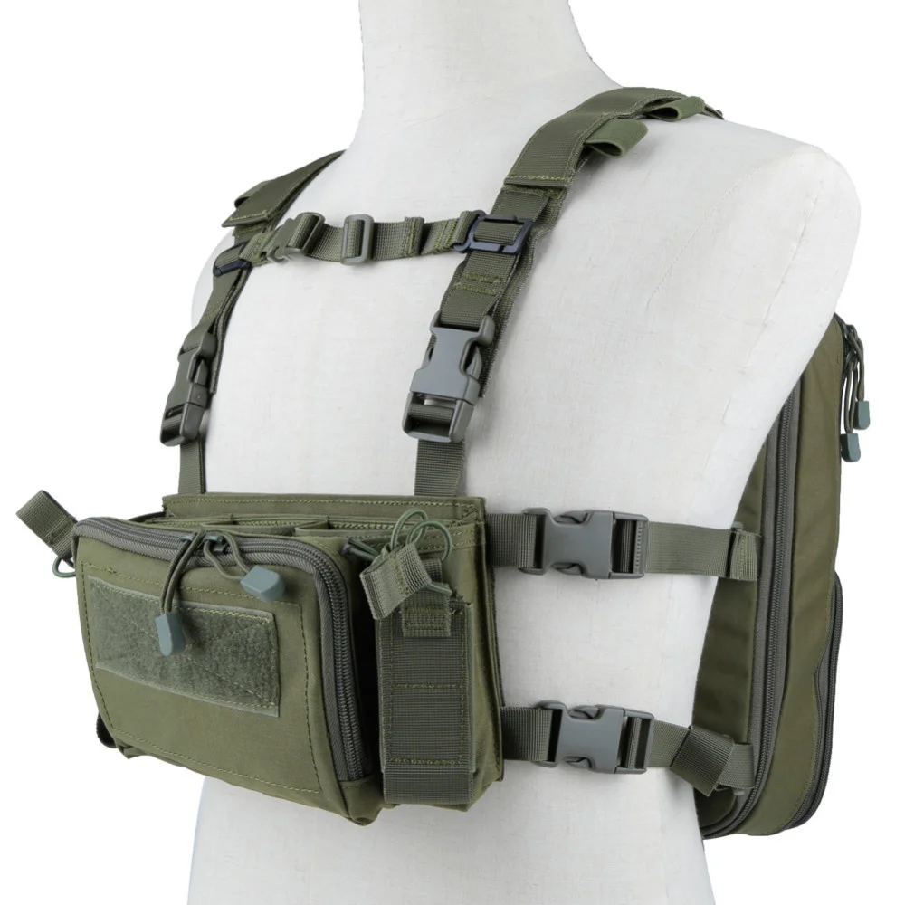MOLLE Chaleco de aparejo de pecho, mochila táctica de paquete plano, armadura de Rifle AK M4, percha de nailon, bolsa del ejército de caza - imagen 5