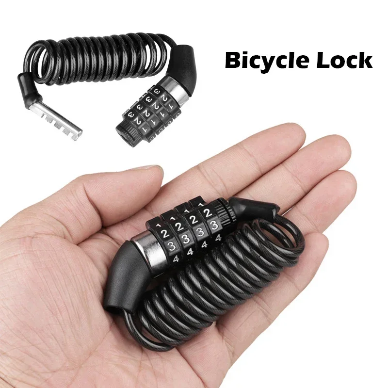Candado para bicicleta, Mini candado con contraseña de 4 dígitos, marco de bicicleta de montaña, Cable de acero duradero, candados para casco, accesorios para bicicleta