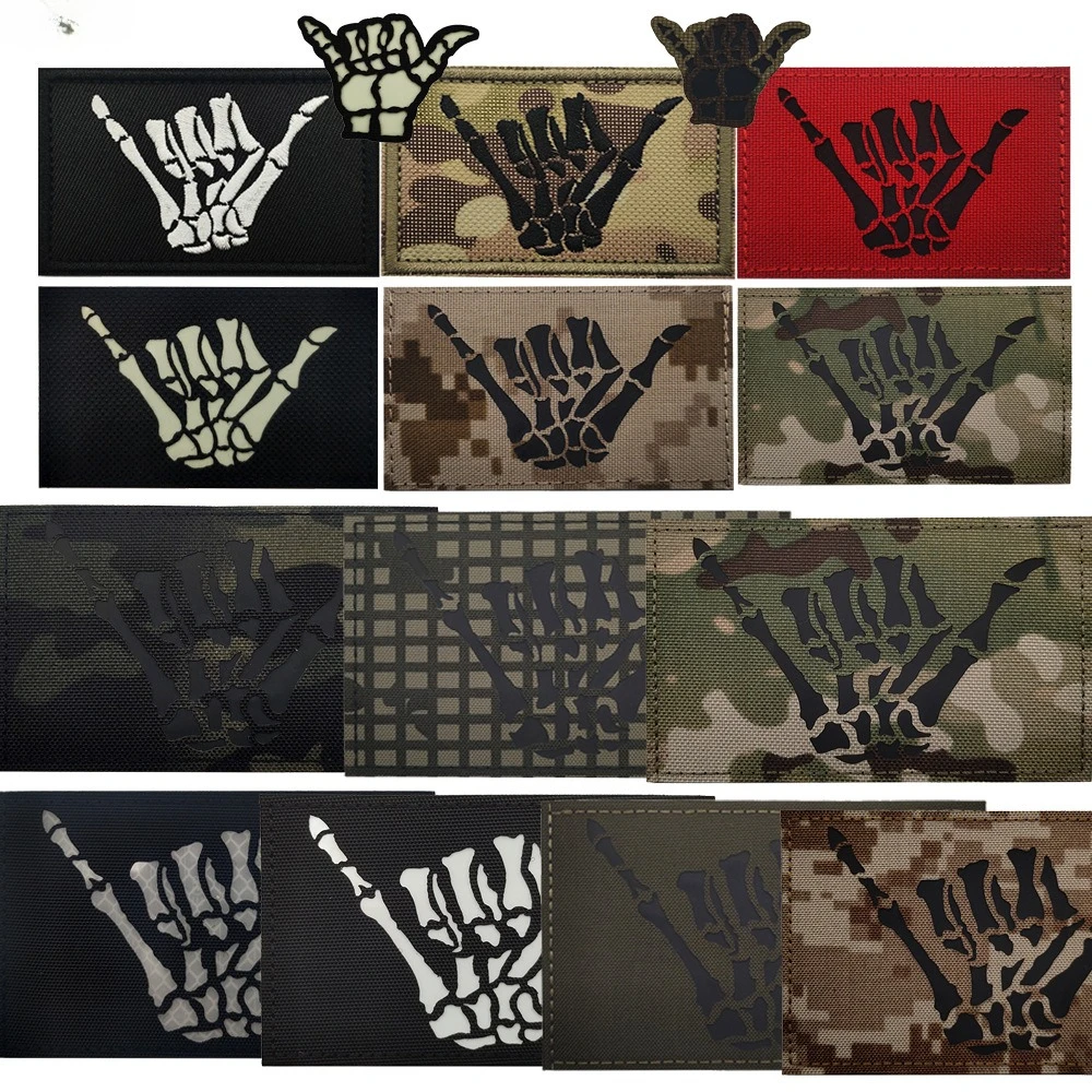 Reflejo infrarrojo corte láser sello mágico gesto esqueleto 666 parches morales luminosos parches militares para parche de ropa - imagen 2
