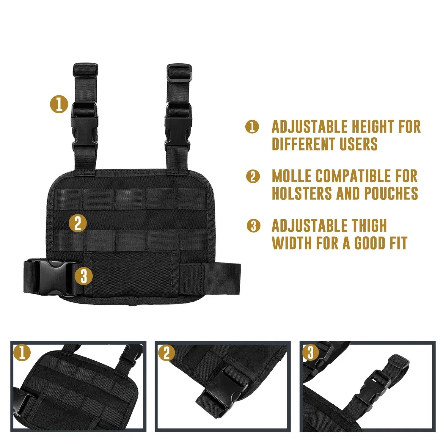 MOLLE-plataforma táctica de pierna caída, Panel de aparejo de muslo de nailon para pistola de Paintball, adaptador de funda, accesorios de caza y tiro - imagen 2