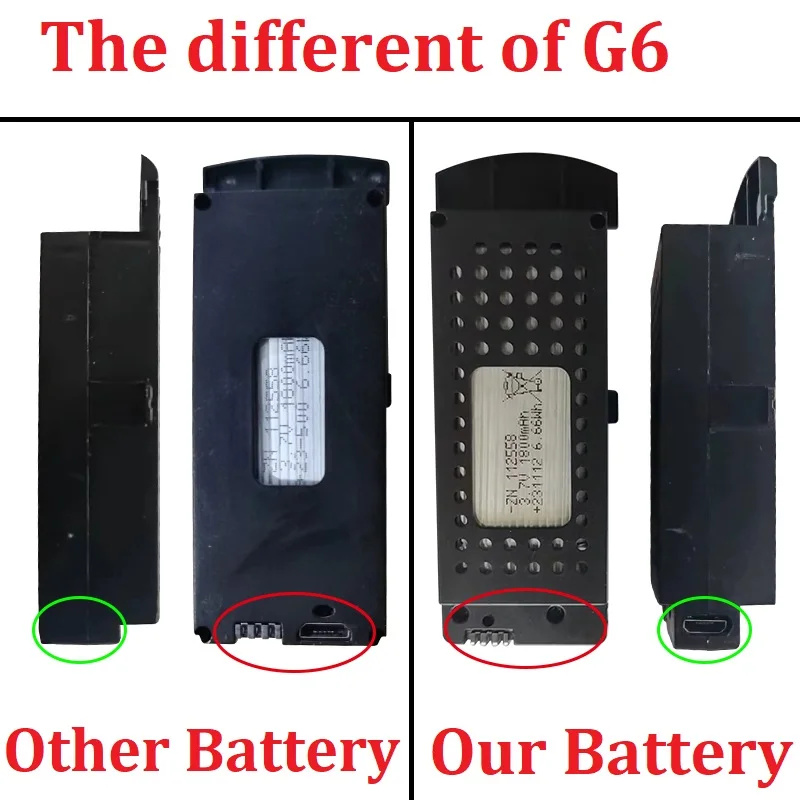 Batería lIPO de 3,7 V y 3000mAh para Q6 G6 S6 8K recambios de cuadrirrotor RC para batería recargable G6 Pro - imagen 2