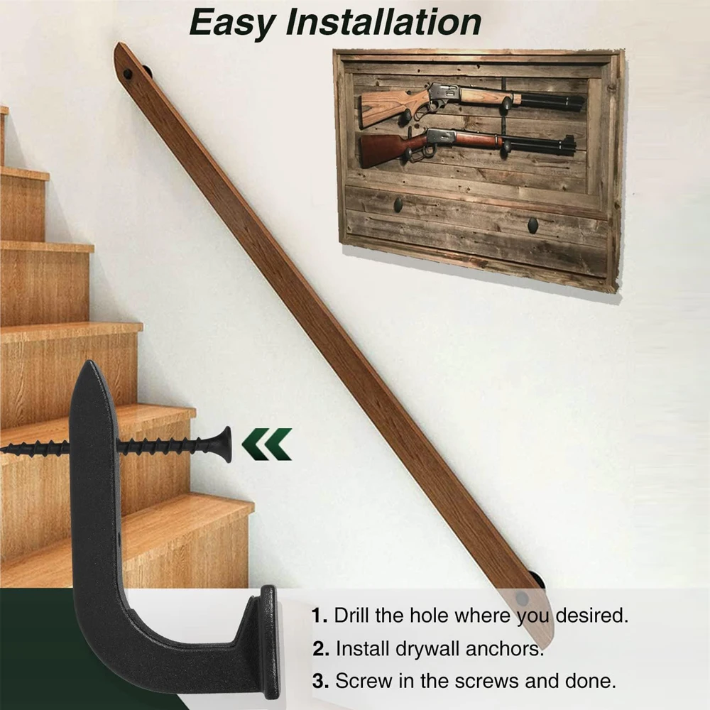 Soporte para Rifle y pistola, gancho para colgar escopeta, soporte de almacenamiento para Rifles, montaje en pared, decoración de pared para escopeta, accesorio de caza, 2 uds. - imagen 4