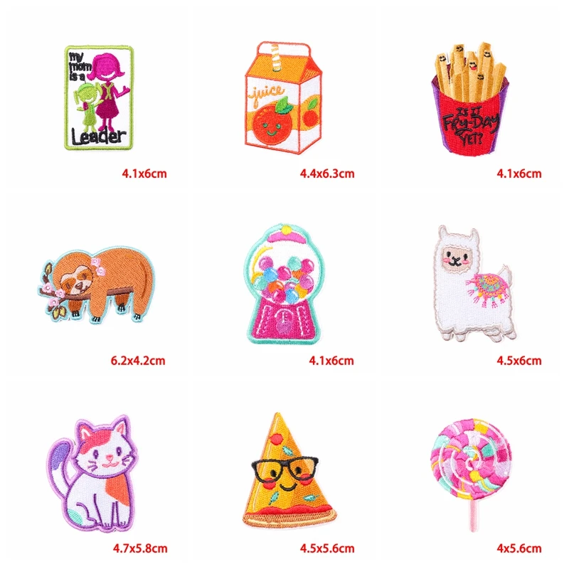 Parches bordados de dibujos animados para ropa de niños, parche para planchar con frutas, Pizza y bebidas, 10 unids/lote por lote - imagen 5