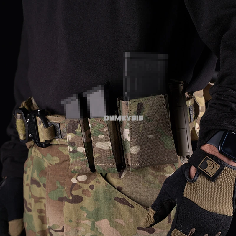 Bolsas para revistas de pistolas dobles de 9MM, soporte táctico Molle Airsoft MagPouch de tracción rápida, bolsas para linterna de caza, soporte para antorcha - imagen 5