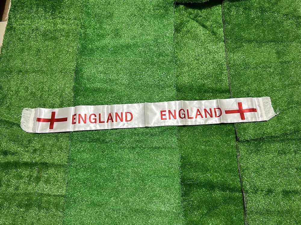 Bufanda de bandera de cielo de Inglaterra para fanáticos del fútbol, bufanda con borla de Inglaterra, decoración de fiesta deportiva, Equipo Nacional impreso doble, 14x130cm - imagen 4