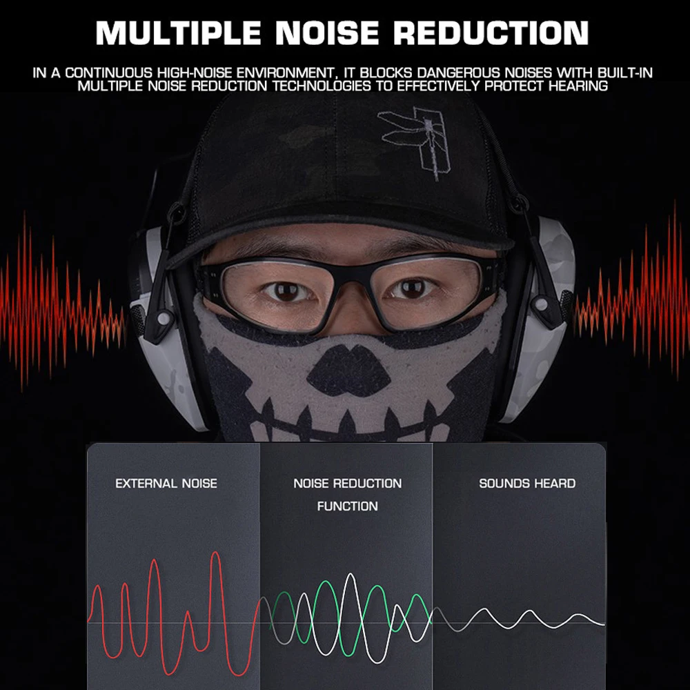 Auriculares electrónicos tácticos para disparar, reducción de ruido múltiple, ajuste de caza, juegos Airsoft, protección auditiva, enchufe de 3,5mm - imagen 2