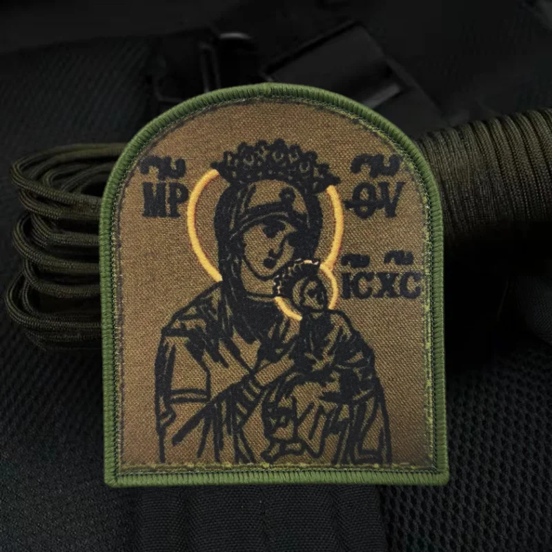 Parche con estampado de la Virgen María, ángel guardián, gancho y bucle, insignia de moral táctica, mochila, parches adhesivos decorativos para ropa - imagen 4