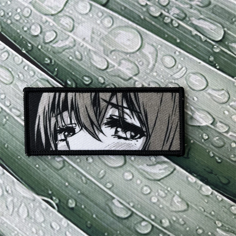 Parches de Chica de Anime, juego de dibujos animados Eye Kill, insignia militar de moral táctica, parches de gancho y bucle, pegatinas de decoración impresas para mochila - imagen 3