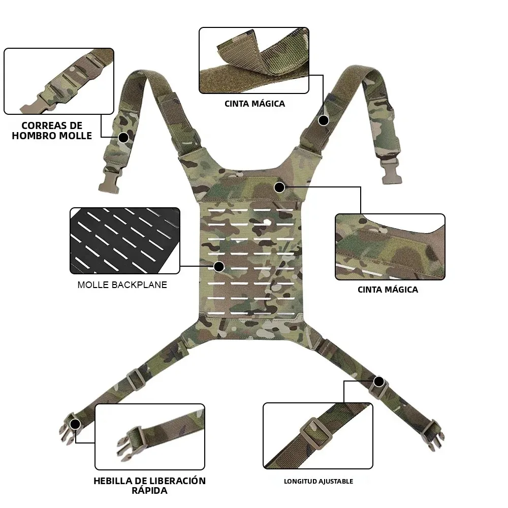 Plataforma de pecho táctica D3 SS MK, chaleco Molle Airsoft para caza, correa de aparejo de pecho, chaleco Universal, accesorios de equipo de Panel trasero - imagen 4
