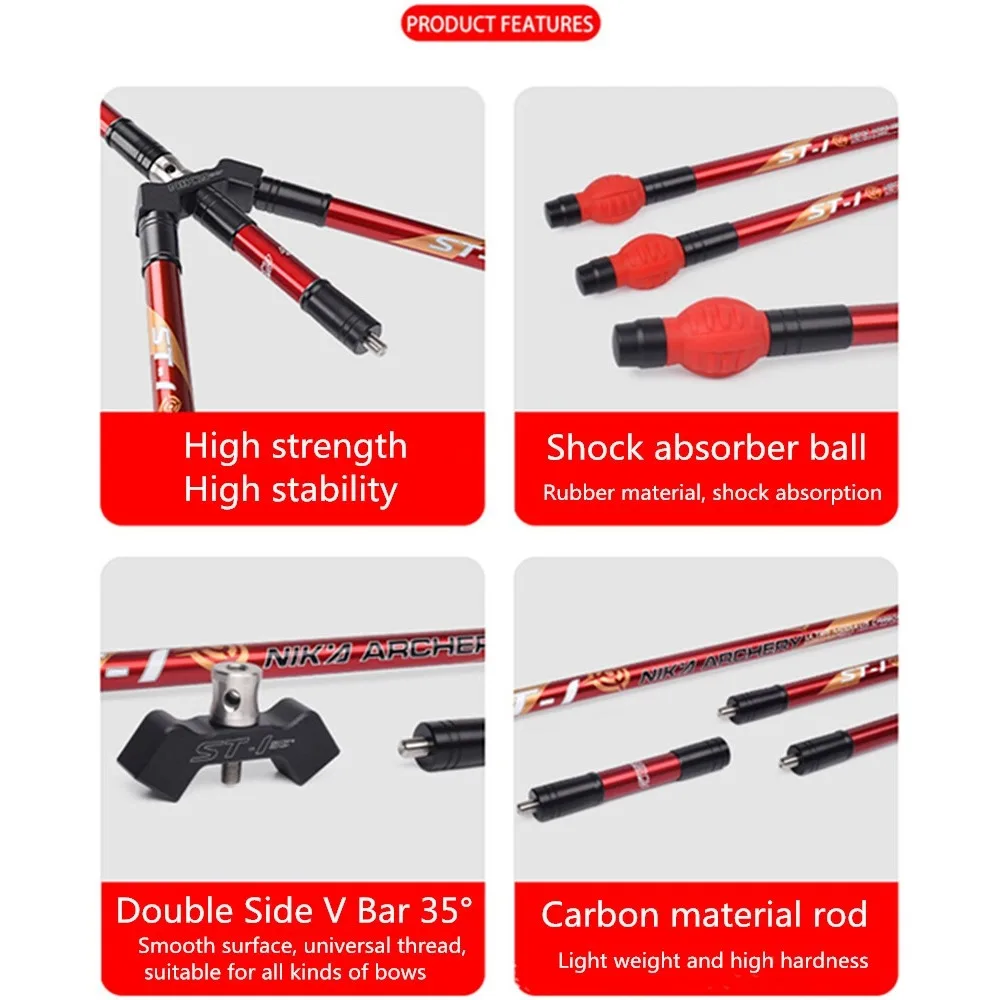 Estabilizador de carbono con varilla de equilibrio de tiro con arco de 5"/12"/30" 35 °   V-bar arco recurvo flecha tiro caza objetivo amortiguación absorción de impacto - imagen 3