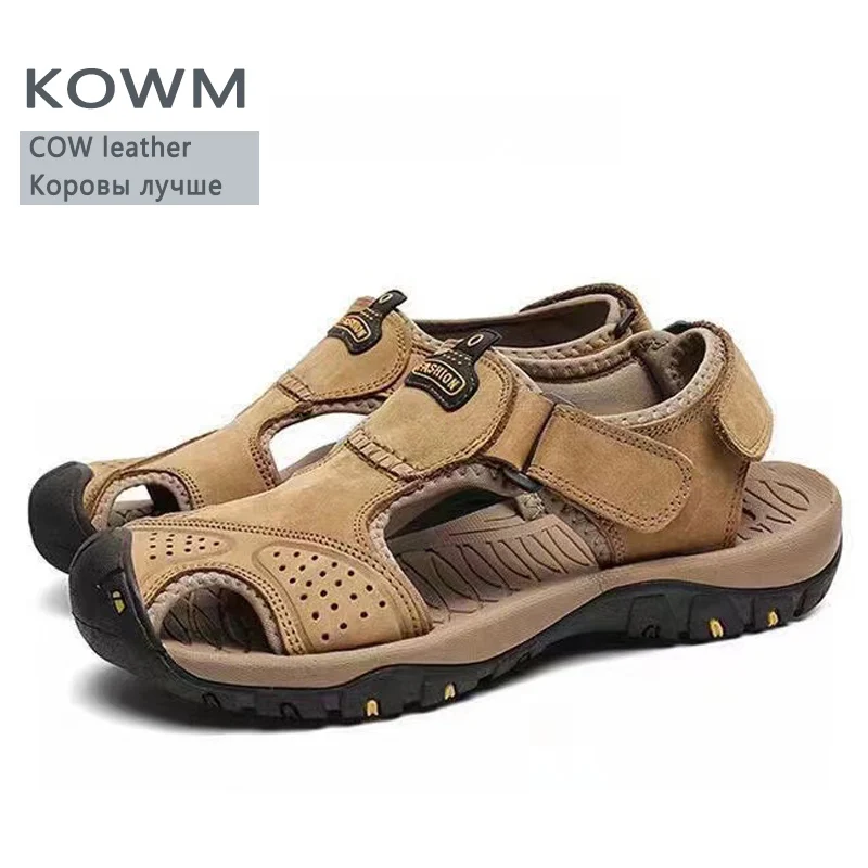 KOWM zapatos Upstream de cuero de vaca para hombre, zapatos acuáticos para exteriores, sandalias de malla transpirable, zapatos de agua, zapatillas de deporte de secado rápido para hombre