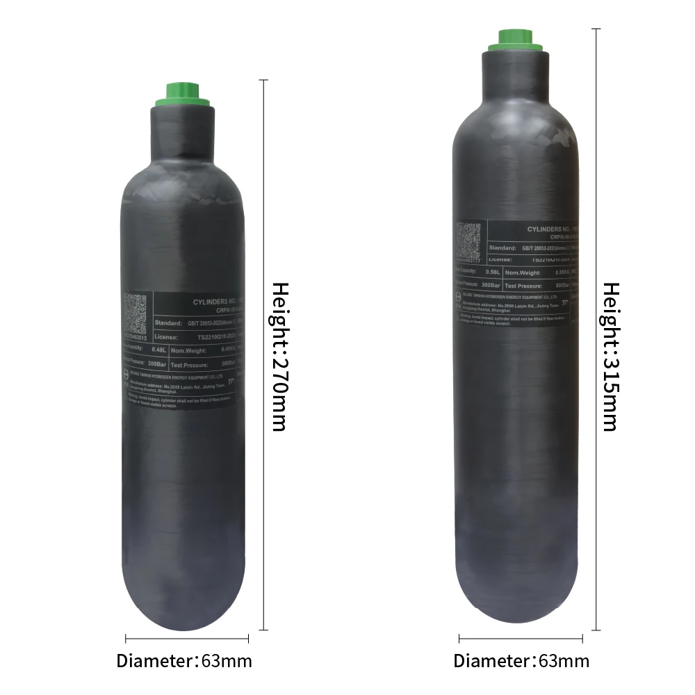 0.48L,0.58L/ HPA da fibra do carbono, cilindro de gas de alta presión, caça do mergulho de FX, M18, 1,5, 4500Psi, 300Bar - imagen 2