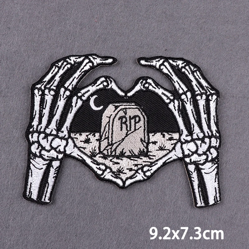 Psycho parches bordados para decoración de ropa, parches termoadhesivos para planchar, esqueleto de terror Punk, bricolaje - imagen 5